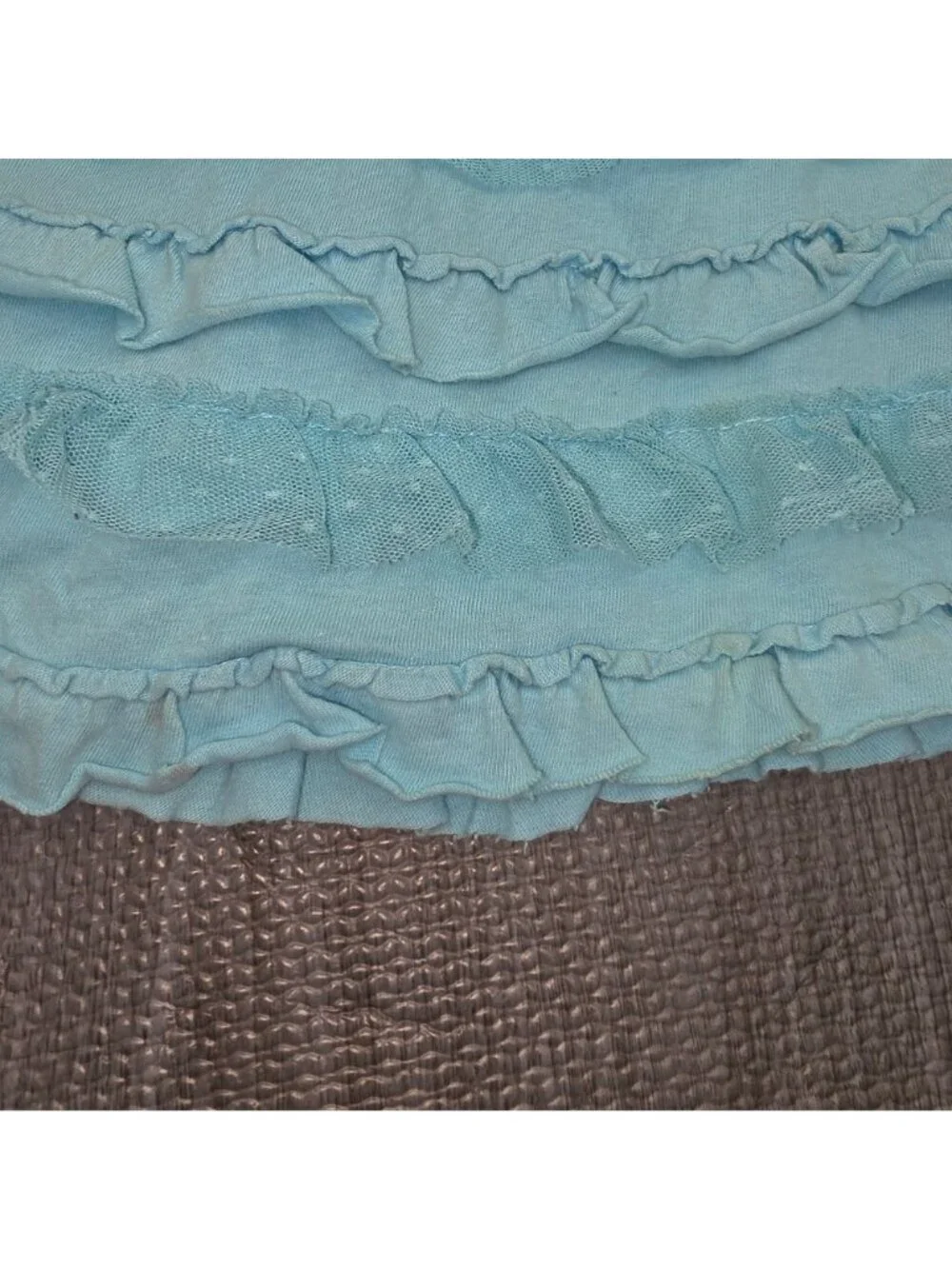 Girl's Justice Ruffled Lace Pull On Blue Skirt 100% Cotton Size 8 Shorts Under